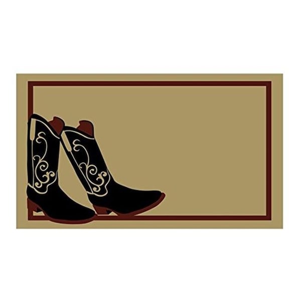 Geo Crafts G325 BOOTS 18 x 30 in. PVC Backed Cowboy Boots Doormat - Black G325 BOOTS - main